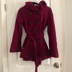 BCBG peplum magenta coat